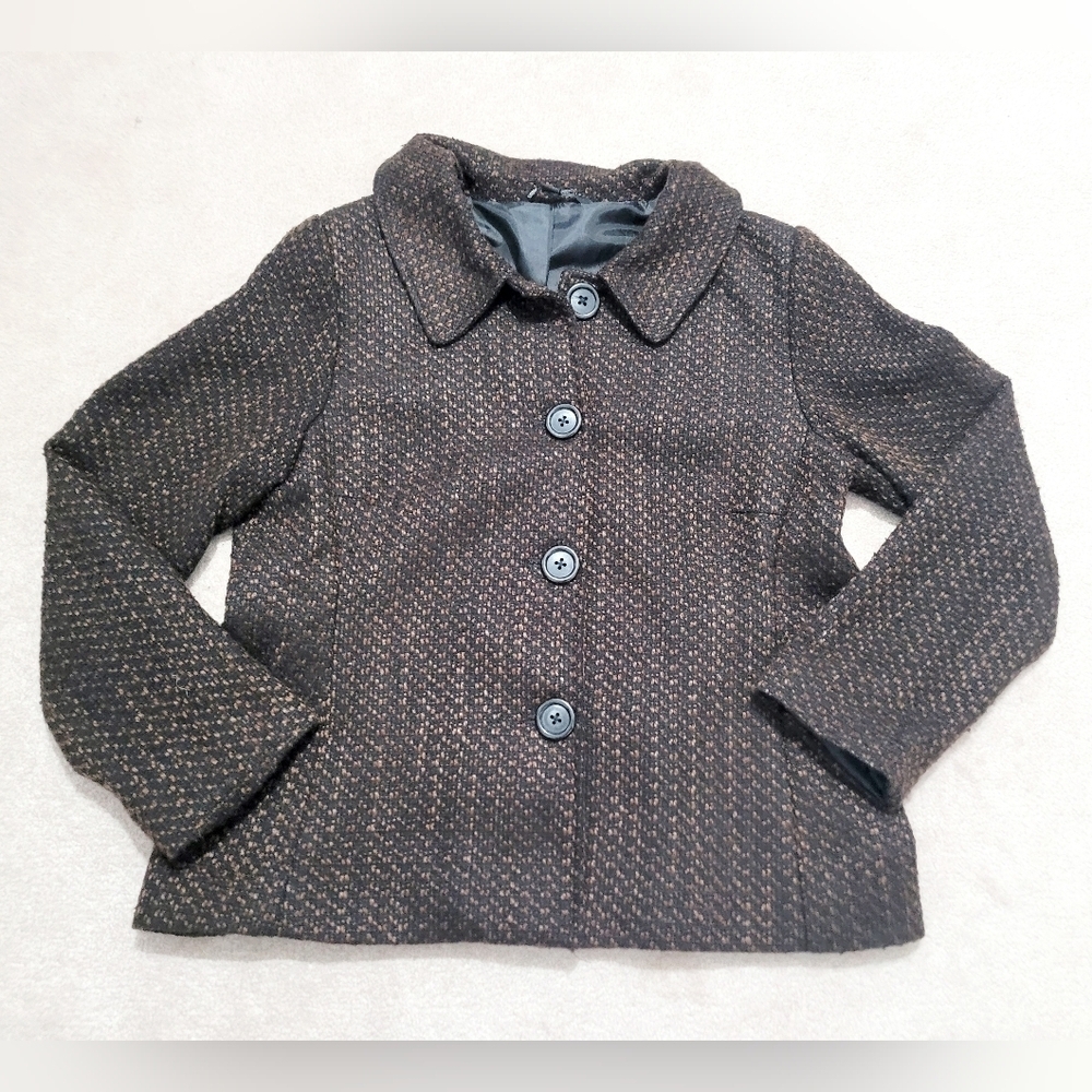 Briggs New York Women’s Brown Tweed Jacket Coat Size 14 Lined Button Front - Picture 7 of 14